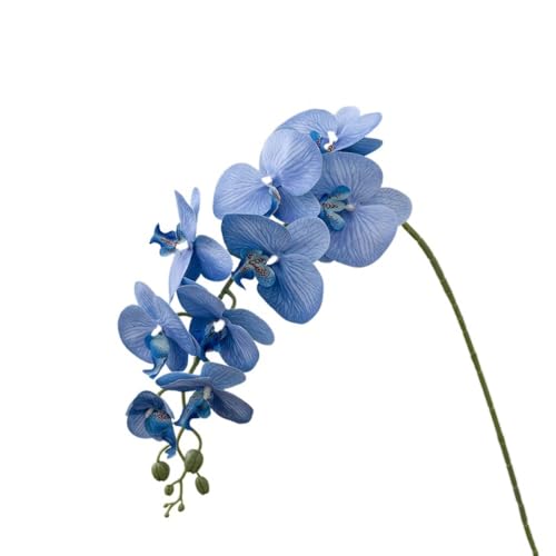 Künstliche Blume mit 9 Köpfen, Schmetterlings-Orchidee, Desktop-Vasen-Dekoration, künstliche Blumen, Esstisch, Bodendekoration (blau) von Generisch