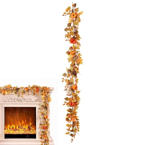 Künstliche Herbstblättergirlande,Herbstgirlande Ahornblätter | Ahornblätter aufgehängte Ranken, Kaminsims, Thanksgiving-Herbstdekoration, 183 cm/6 Fuß,Lange Herbstgirlande, Halloween-, Herbstdekoratio Künstliche Herbstblättergirlande,Herbstgirlande Ahornblätter | Ahornblätter aufgehängte Ranken, Kaminsims, Thanksgiving-Herbstdekoration, 183 cm/6 Fuß,Lange Herbstgirlande, Halloween-, Herbstdekoratio von Generisch