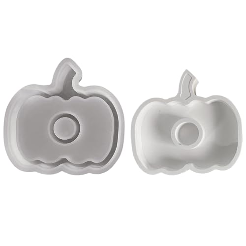 Kürbisformen Silikon - Kürbis Silikonform | 2-in-1 Halloween Silicone Form | Halloween Formen | Maker Tablett Wiederverwendbare Crafting -Kerzenhalterform Für Thanksgiving -Seife Herbstkuchen Schokola von Generisch