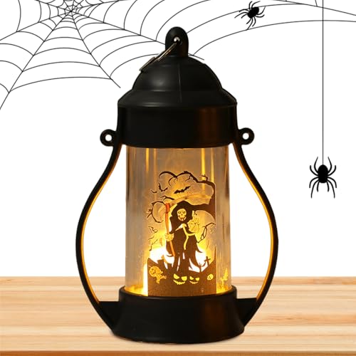 Kürbislaterne - Kürbis Totenkopf LED Laterne Fotodeko,Halloween Deko Tischlampe Für Feiertagsfeste Indoor Outdoor Tisch Garten Schlafzimmer Küche von Generisch