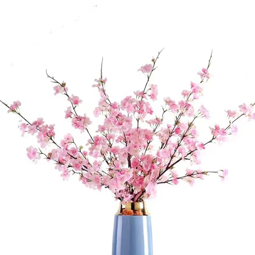 Kunstblumen, 4 Stück Sakura Künstliche Blumen, Seiden Kirschblüten Deko, 109 cm Kunstblume, Japanische Deko, Geeignet für Zuhause, Garten, Party, Hochzeit, Dekoration, Blumenarrangement von Generisch