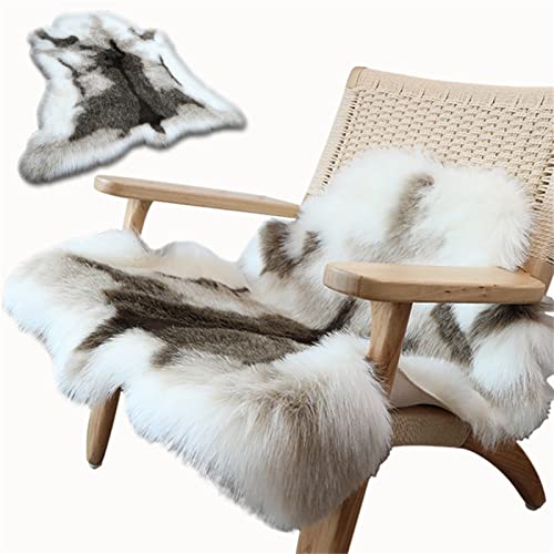 Kunstfell Schaffell Teppich Flauschige Matte Sitzpolster Weiche Shaggy Area Mat Kunstleder Kissen für Schlafzimmer und Wohnzimmer Unregelmäßige Form von Generisch