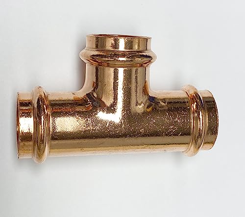 Kupfer Pressfittinge T-Stück, 90° Bogen, Kappe, Muffen, 45° Bogen, Winkel Pressfittings Reduziermuffen Rohrverbindung V Kontur (T-Stück 15 mm) von Generisch