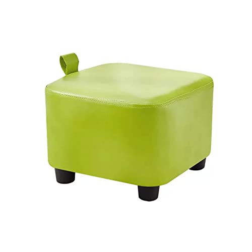 Kurzer grüner Fußhocker, Ottomane, kleiner quadratischer Lederhocker, Massivholzbank für Wohnzimmer, Couchtisch, Sofa, Gartentür, Schuhe, vielseitiger Tritthocker von Generisch