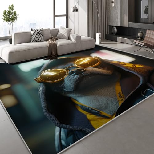 Kurzflor Teppich 3D Bulldogge Tier Teppich Matten rutschfeste FußMatte Sonnenbrille Retro Muster Kinder Spielteppiche FüR Schlafzimmer Flur Wohnzimmer Boden 50x80 cm Kurzflor Teppich 3D Bulldogge Tier Teppich Matten rutschfeste FußMatte Sonnenbrille Retro Muster Kinder Spielteppiche FüR Schlafzimmer Flur Wohnzimmer Boden 50x80 cm von Generisch