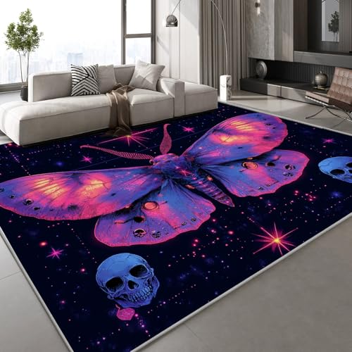 Kurzflor Teppich 3D Schmetterling Totenkopf Teppich Matten rutschfeste FußMatte Verträumt Gemalt Muster Kinder Spielteppiche FüR Schlafzimmer Flur Wohnzimmer Boden 180x240 cm Kurzflor Teppich 3D Schmetterling Totenkopf Teppich Matten rutschfeste FußMatte Verträumt Gemalt Muster Kinder Spielteppiche FüR Schlafzimmer Flur Wohnzimmer Boden 180x240 cm von Generisch