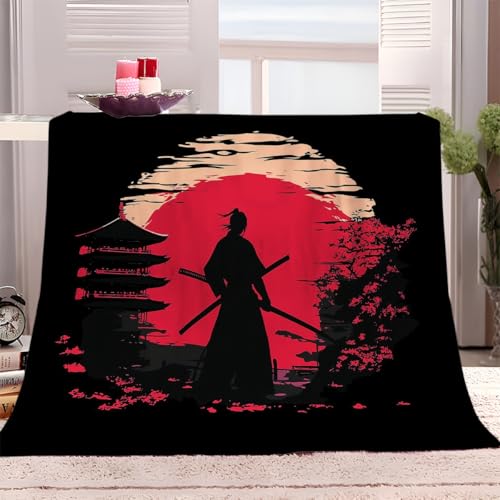 Kuscheldecke Flauschig Anime Japanischer Samurai 150x200 cm Weiche Warme Decke Microfaser Tagesdecke Fleecedecke als Decke Sofa, Wohndecke oder Couchdecke überwurf von Generisch