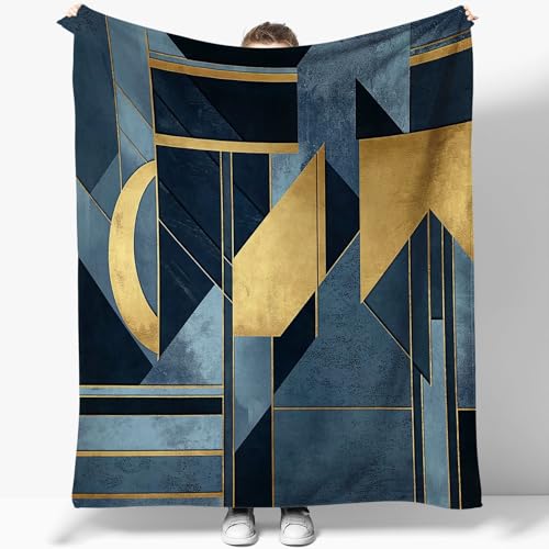 Kuscheldecke Flauschig Flanell Fleecedecke 150 x 200 cm Sofadecke Tagesdecke Blanket 3D Geometrische Formen Abstrakte Linienkomposition Weich Deckeldecke Wohndecke Für Bett Sofa Schlafzimmer Büro von Generisch