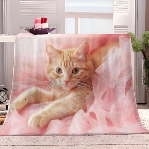 Kuscheldecke Fleecedecke 220x240 cm Tiere Orangefarbene Katze Rosa Hochzeitskleid Flauschig Decke Warme Sofa Decke, Kuschlige Wohndecke Weich Wohnzimmer Couchdecke Sherpa Decke für Winter Kuscheldecke Fleecedecke 220x240 cm Tiere Orangefarbene Katze Rosa Hochzeitskleid Flauschig Decke Warme Sofa Decke, Kuschlige Wohndecke Weich Wohnzimmer Couchdecke Sherpa Decke für Winter von Generisch