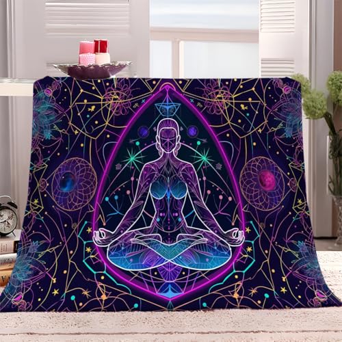 Kuscheldecke Geometrische Linien Lotus 130x150 cm Fleecedecke Flauschige Decke Weich Warme Wolldecke auch als Sofadecke Wohnzimmer überwurfdecke und Tagesdecke von Generisch
