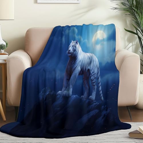Kuscheldecke Kinder 150 x 200 cm - Mystisch Tier Tiger Drucken Flauschig Wohndecke für Jungen Mädchen, Dunkelblau Weiche und Komfort Flanell-Kinderdecke für Herbst und Winter Kuscheldecke Kinder 150 x 200 cm - Mystisch Tier Tiger Drucken Flauschig Wohndecke für Jungen Mädchen, Dunkelblau Weiche und Komfort Flanell-Kinderdecke für Herbst und Winter von Generisch