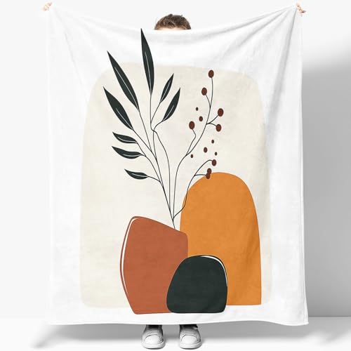 Kuscheldecke Sherpa Decke Böhmischer Stil Abstrakte Muster Pflanzen Flanell Gedruckte Decke Weiß Mikrofaser Sherpa Fleecedecke Weich Dicke Wohnzimmerdecke Tagesdecke Sofadecke Wohndecke 180 x 200 cm von Generisch
