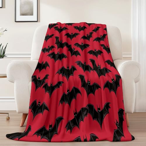Kuscheldecke mit Abstrakt Künstlerisch Fledermaus Drucken, Rot Schwarz Weich Atmungsaktiv Überwurf 130 x 150 cm für Frauen Kinder Schlafzimmer Wohnzimmer - Pflegeleicht für Bett Couch Sofa Stuhl Büro Kuscheldecke mit Abstrakt Künstlerisch Fledermaus Drucken, Rot Schwarz Weich Atmungsaktiv Überwurf 130 x 150 cm für Frauen Kinder Schlafzimmer Wohnzimmer - Pflegeleicht für Bett Couch Sofa Stuhl Büro von Generisch