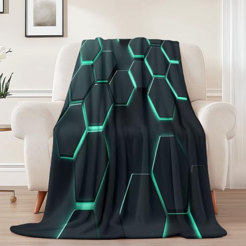 Kuscheldecke mit Abstrakt Linien Geometrisch Drucken, Schwarz Grün Weich Atmungsaktiv Überwurf 130 x 150 cm für Frauen Kinder Schlafzimmer Wohnzimmer - Pflegeleicht für Bett Couch Sofa Stuhl Büro Kuscheldecke mit Abstrakt Linien Geometrisch Drucken, Schwarz Grün Weich Atmungsaktiv Überwurf 130 x 150 cm für Frauen Kinder Schlafzimmer Wohnzimmer - Pflegeleicht für Bett Couch Sofa Stuhl Büro von Generisch
