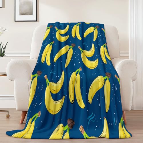 Kuscheldecke mit Cartoon Illustration Banane Drucken, Blau Gelb Weich Atmungsaktiv Überwurf 220 x 240 cm für Frauen Kinder Schlafzimmer Wohnzimmer - Pflegeleicht für Bett Couch Sofa Stuhl Büro Kuscheldecke mit Cartoon Illustration Banane Drucken, Blau Gelb Weich Atmungsaktiv Überwurf 220 x 240 cm für Frauen Kinder Schlafzimmer Wohnzimmer - Pflegeleicht für Bett Couch Sofa Stuhl Büro von Generisch