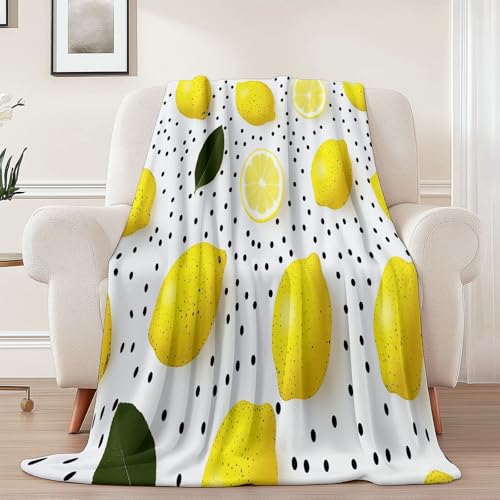 Kuscheldecke mit Einfach Zitrone Punkte Drucken, Gelb Weiß Weich Atmungsaktiv Überwurf 220 x 240 cm für Frauen Kinder Schlafzimmer Wohnzimmer - Pflegeleicht für Bett Couch Sofa Stuhl Büro Kuscheldecke mit Einfach Zitrone Punkte Drucken, Gelb Weiß Weich Atmungsaktiv Überwurf 220 x 240 cm für Frauen Kinder Schlafzimmer Wohnzimmer - Pflegeleicht für Bett Couch Sofa Stuhl Büro von Generisch