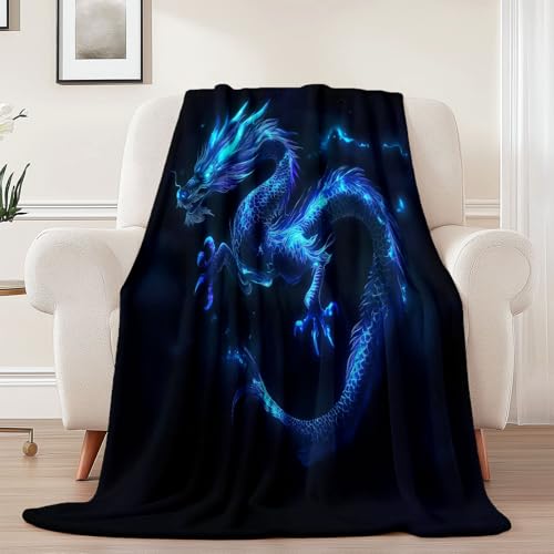 Kuscheldecke mit Fantasie Abstrakt Drache Drucken, Schwarz Blau Weich Atmungsaktiv Überwurf 130 x 150 cm für Frauen Kinder Schlafzimmer Wohnzimmer - Pflegeleicht für Bett Couch Sofa Stuhl Büro Kuscheldecke mit Fantasie Abstrakt Drache Drucken, Schwarz Blau Weich Atmungsaktiv Überwurf 130 x 150 cm für Frauen Kinder Schlafzimmer Wohnzimmer - Pflegeleicht für Bett Couch Sofa Stuhl Büro von Generisch