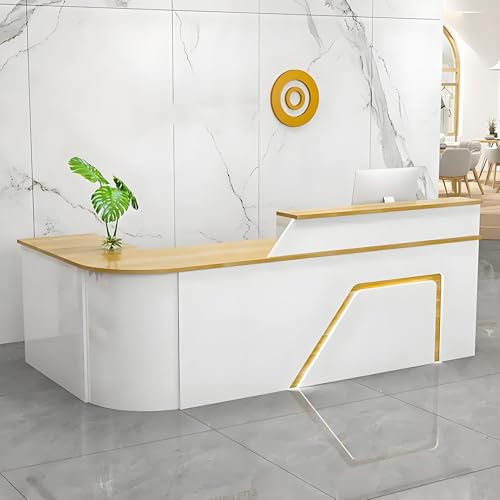 L-Form Empfangstheke mit integrierten Lichtern, moderner Rezeption für Lobby & Checkout, stilvoller Kassierer-Schreibtisch für Geschäfte L-Form Empfangstheke mit integrierten Lichtern, moderner Rezeption für Lobby & Checkout, stilvoller Kassierer-Schreibtisch für Geschäfte von Generisch