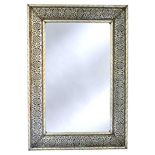 L´Orient Spiegel Wandspiegel Pisa Silber 80 x 50 cm perfekt für Ihr Flur oder Wohnzimmer | Aus Vollholz und mit Edel Metall Mayshort Verkleidet | Orientalische Vintage Garderobenspiegel von Generisch