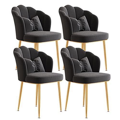 L Samt-Esszimmerstuhl-Set, 4 Stück, stilvolle rosa Stühle mit bequemer Rückenlehne und Beinen aus Karbonstahl, perfekt für das Arbeitszimmer zu Hause oder den Schminktisch, elegantes Dunkelgrau mit von Generisch
