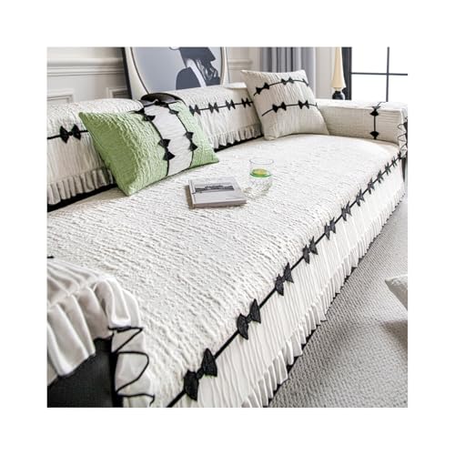 L-förmige Anti-Rutsch-Sofabezug Kratzfest Sommer Design für Kinder Haustiere Wohnzimmer Dekor Weiß 90 x 120 cm - Perfekt für Home Schutz von Generisch