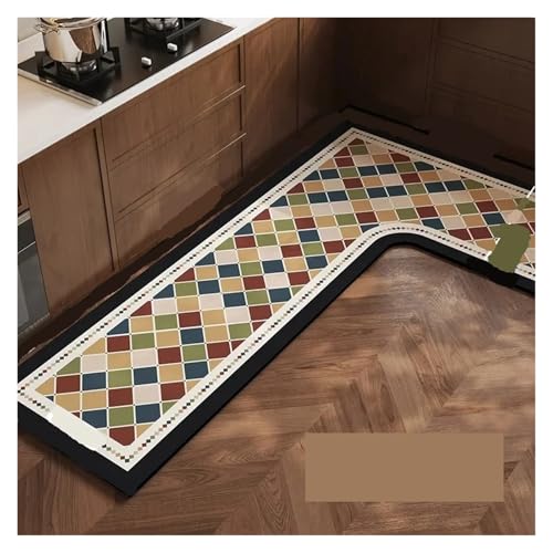 L-förmige PVC-Bodenmatte, Antifouling, öldicht, Küchenteppich, Zuhause, schrubbbar, PVC, wasserdicht, Balkonteppich, Tapete (Gelb, 80 x 160 x 45 cm) von Generisch