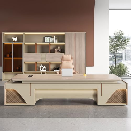 L-förmiger Chefschreibtisch mit Steckdosen und breiten Aktenschubladen, 218,4 cm, Computertisch mit LED-Lichtleiste, moderner Schreib- und Arbeitsarbeitsplatz für Heim- und Büromöbel L-förmiger Chefschreibtisch mit Steckdosen und breiten Aktenschubladen, 218,4 cm, Computertisch mit LED-Lichtleiste, moderner Schreib- und Arbeitsarbeitsplatz für Heim- und Büromöbel von Generisch