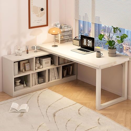 L-förmiger Computertisch mit 2 Ablagen, wendbares Design für Zuhause und Büro von Generisch
