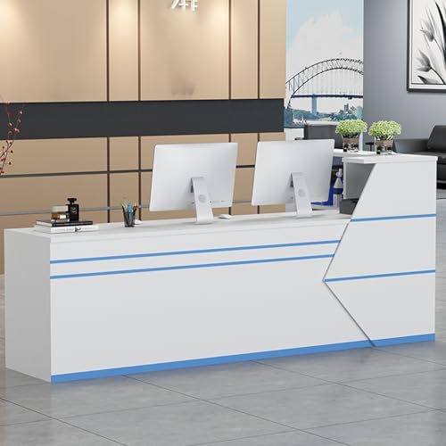 L-förmiger Empfangstisch mit abschließbarer Schublade, offenem Regal und Tastaturablage für Salon-Lobby, Bürokasse von Generisch