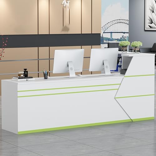 L-förmiger Empfangstisch mit abschließbarer Schublade, offenem Regal und Tastaturablage für Salon-Lobby, Bürokasse L-förmiger Empfangstisch mit abschließbarer Schublade, offenem Regal und Tastaturablage für Salon-Lobby, Bürokasse von Generisch