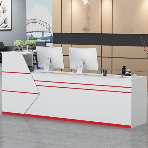 L-förmiger Empfangstisch mit abschließbarer Schublade und offenem Regal, ideal für Salon-Lobby, Bürokasse von Generisch