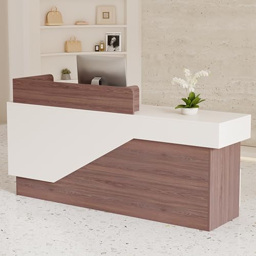 L-förmiger Empfangstresentisch mit Schublade und Schrank, Rezeptionstisch in Braun – moderne Kassenstation für den Einzelhandel, 100 cm, für Büro und Geschäft L-förmiger Empfangstresentisch mit Schublade und Schrank, Rezeptionstisch in Braun – moderne Kassenstation für den Einzelhandel, 100 cm, für Büro und Geschäft von Generisch