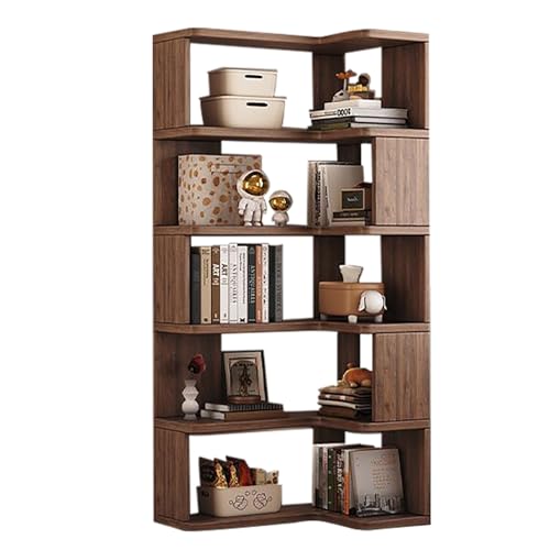 L-förmiges, hohes Eck-Bücherregal, 5/6/7 Etagen, Holz-Bücherregal, moderne Aufbewahrung für Wohnzimmer, Schlafzimmer und Heimbüro, stilvoller grauer Organizer (60 x 40 x 159 cm) von Generisch