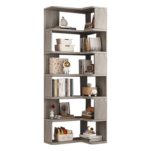 L-förmiges Bücherregal aus Holz, platzsparendes Eckregal für Wohnzimmer, Schlafzimmer, Heimbüro, Aufbewahrungslösung L-förmiges Bücherregal aus Holz, platzsparendes Eckregal für Wohnzimmer, Schlafzimmer, Heimbüro, Aufbewahrungslösung von Generisch