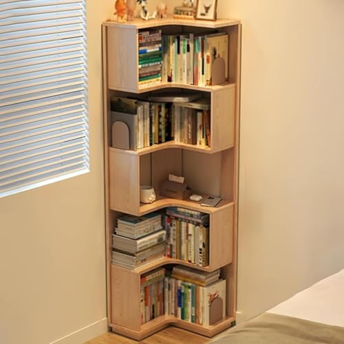 L-förmiges Eckregal, Massivholz, Bücherregal und Aufbewahrungsständer, vielseitiges Ausstellungsregal für kleine Räume, natürliches Finish (40 cm), perfekt für Zuhause oder Büro von Generisch