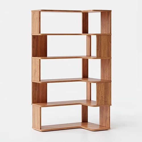 L-förmiges Eckregal, modernes mehrlagiges Bücherregal mit Trennwänden, stilvolle Aufbewahrungslösung für Wohnzimmer und Heimbüro, natürliches Finish (L x B x H): 60 x 60 x 160 cm von Generisch