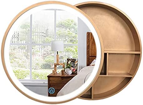 LED Badezimmer Medizinschrank Rund Wandmontage Beleuchtet mit Touch-Schalter Stilvoller Spiegel Etagere Schieberegale für platzsparende Aufbewahrungslösungen LED Badezimmer Medizinschrank Rund Wandmontage Beleuchtet mit Touch-Schalter Stilvoller Spiegel Etagere Schieberegale für platzsparende Aufbewahrungslösungen von Generisch