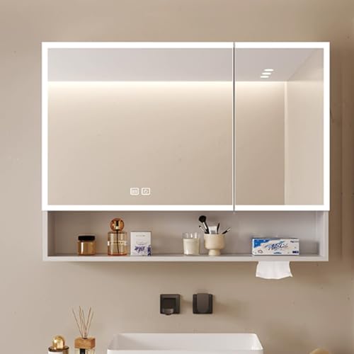 LED Badezimmer Medizinschrank Spiegel mit stufenlosem Dimmen, Smart Touch Schalter, Anti-Beschlag und Papierextraktion - Moderner Schminkspiegel für Badezimmer von Generisch