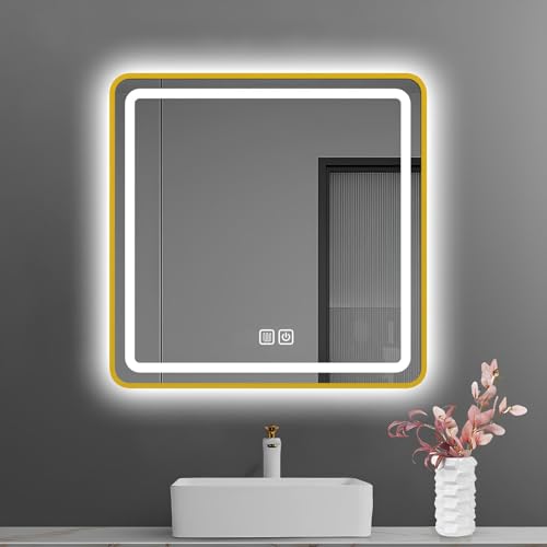 LED Badezimmer Schminkspiegel - Frontbeleuchteter Wandmontierter Schminkspiegel mit gebürstetem Metallrahmen von Generisch