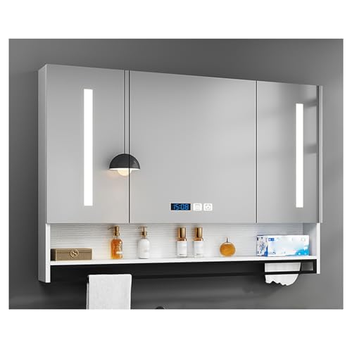 LED Badezimmer Spiegelschrank Wandmontage Badezimmer Aufbewahrung mit Spiegeltür Feuchtigkeitsfest Hängend Badregal Weiß 140.0x80.0 cm Stilvolles & Funktionales Design LED Badezimmer Spiegelschrank Wandmontage Badezimmer Aufbewahrung mit Spiegeltür Feuchtigkeitsfest Hängend Badregal Weiß 140.0x80.0 cm Stilvolles & Funktionales Design von Generisch