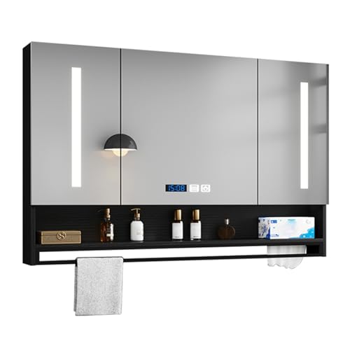 LED Badezimmer Spiegelschrank Wandmontage Waschtisch Aufbewahrung mit Spiegeltür Weiß Hängender Badezimmerschrank Kein Nebel Design Platzsparend 110.0x80.0 cm - Modern & Stilvoll von Generisch
