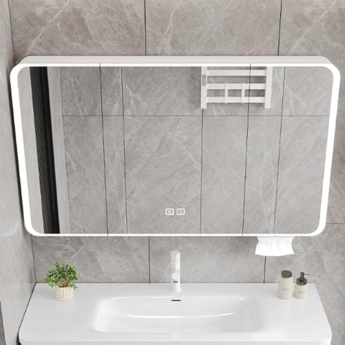 LED-Badezimmerspiegel mit Stauraum – Wandmontierter Aluminium-Medizinschrank HD Anti-Beschlag-Spiegel Touch-Schalter Papierabsaugung Loch – modernes und stilvolles Design LED-Badezimmerspiegel mit Stauraum – Wandmontierter Aluminium-Medizinschrank HD Anti-Beschlag-Spiegel Touch-Schalter Papierabsaugung Loch – modernes und stilvolles Design von Generisch