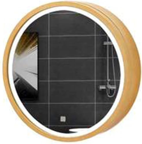 LED Badspiegelschrank Rund Wandschrank mit Smart Touch Schalter Komplett Montiert Holz Waschtisch Lösung LED Badspiegelschrank Rund Wandschrank mit Smart Touch Schalter Komplett Montiert Holz Waschtisch Lösung von Generisch