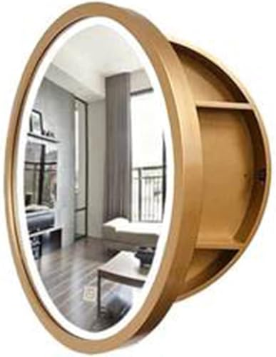 LED Badspiegelschrank Rund Wandschrank mit Smart Touch Schalter Komplett Montiert Holz Waschtisch Lösung LED Badspiegelschrank Rund Wandschrank mit Smart Touch Schalter Komplett Montiert Holz Waschtisch Lösung von Generisch