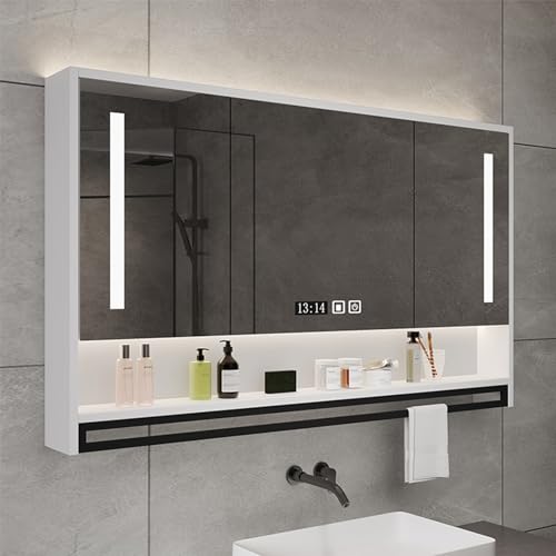 LED Badspiegelschrank mit 3 Türen Wandmontage mit verstellbaren Ablagen & Handtuchhalter Touch Sensor Beleuchtung für moderne Badezimmer Stilvolle Aufbewahrungslösung LED Badspiegelschrank mit 3 Türen Wandmontage mit verstellbaren Ablagen & Handtuchhalter Touch Sensor Beleuchtung für moderne Badezimmer Stilvolle Aufbewahrungslösung von Generisch