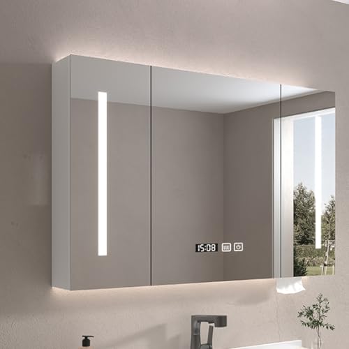 LED Badspiegelschrank mit Antibeschlag-Funktion, Stauraum, Zeit- und Temperaturanzeige, modernes Waschtischlicht - Perfekt für moderne Waschbecken von Generisch