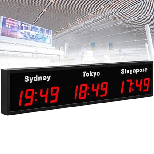 LED Digital World Clock 5 City Time Zone Wall Clock Suitable for Office and Home Decoration von Generisch