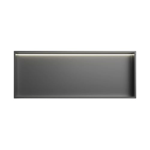 LED-Duschablage, Edelstahl, keine Fliesen erforderlich, Metall-Finish, schwarz, 72 x 32 x 12,5 cm, modernes und funktionales Badezimmer von Generisch