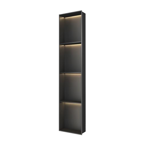LED-Duschregal, Organizer, wasserdicht, Edelstahl, Einbau-Caddy für Badezimmer, Wandeingefügtes Aufbewahrungsregal, schwarz, 120 x 28 x 12,5 cm, modernes Design von Generisch