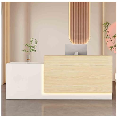 LED-Empfangstisch mit Schließfächern und Ablagen, moderner Vordertisch für Lobbys, Salons, Einzelhandel, Heimbüros, stilvoll und funktional (A8, L-140 x 60 x 99,8 cm) von Generisch